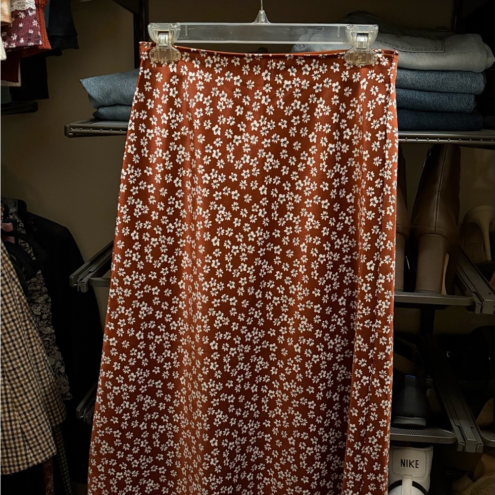 Abercrombie & Fitch Midi Skirt - Rust Floral
